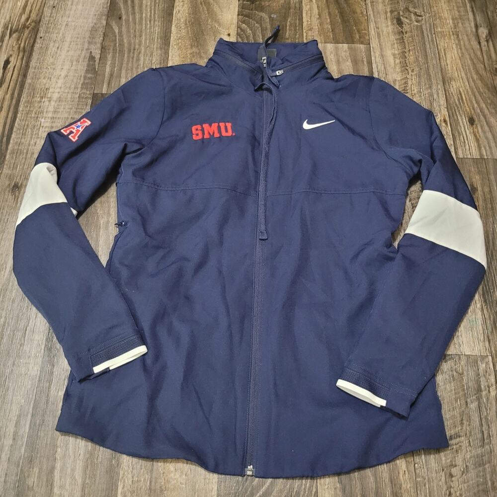 Nike SMU Mustangs Women's Full Zip Hidden Hood Jacket Blue White